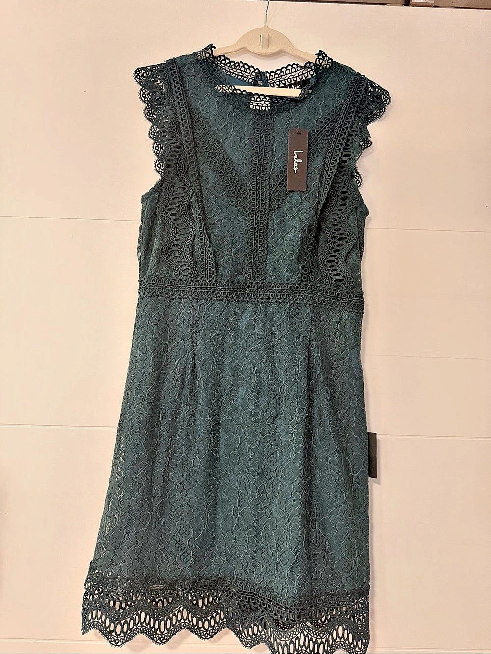 Lulus Remarkable Forest Green Sheer Lace Short Sleeve Mini Dress Mini Dress